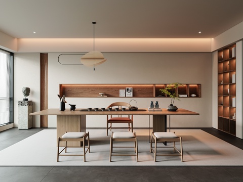 新中式茶室su模型