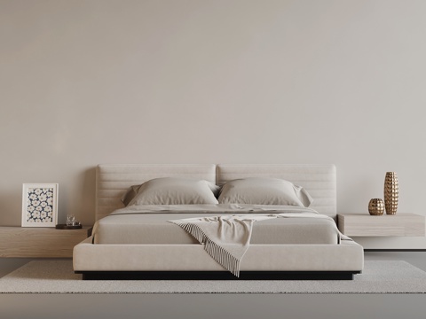  现代双人床3d模型 