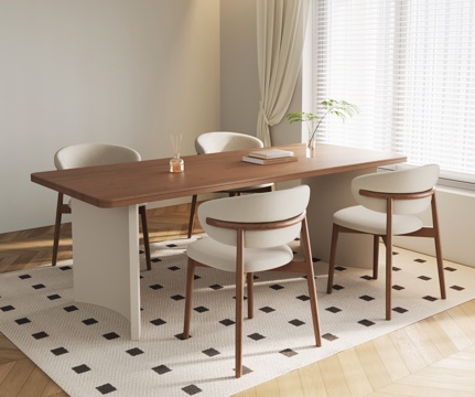 中古风餐桌椅su模型