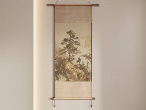 新中式禅意组合挂画su模型