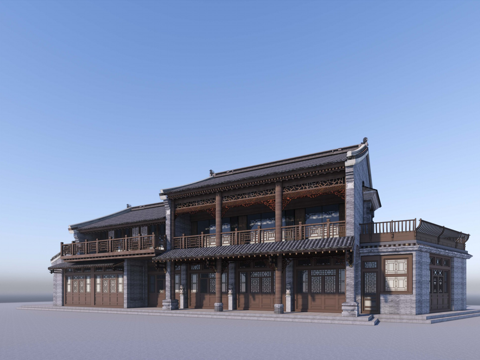 中式古建 商业 古街su模型