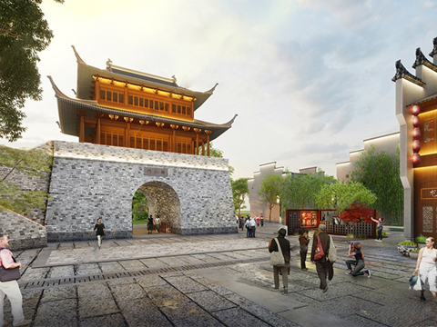 中式古建筑  古建城楼su模型