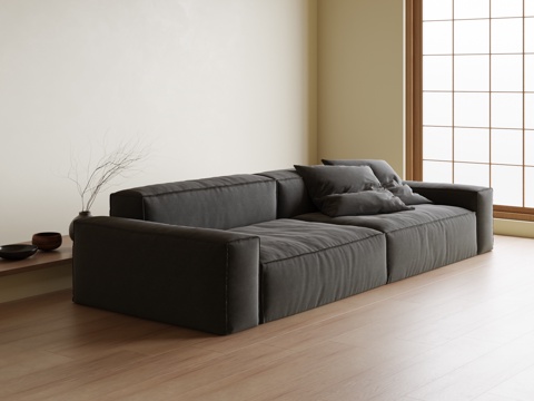 现代双人沙发 布艺沙发 客厅沙发su模型