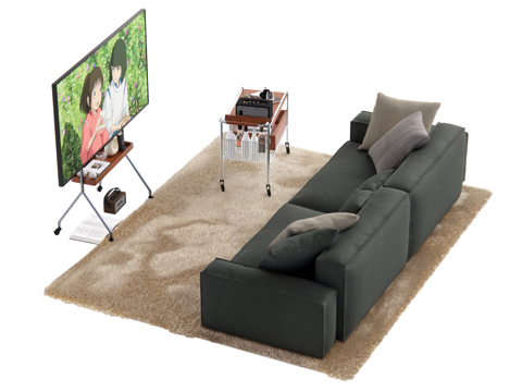 现代沙发茶几组合su模型