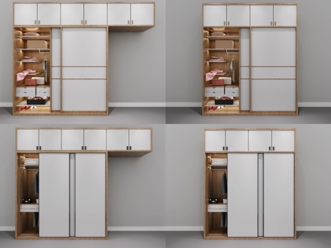  现代衣柜 推拉门衣柜 后现代衣柜 衣服 北欧衣柜 盒子3d模型 