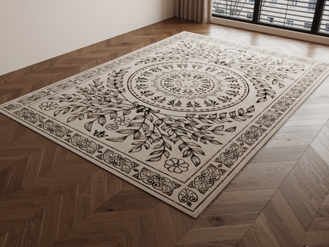 中古风地毯 方形地毯su模型