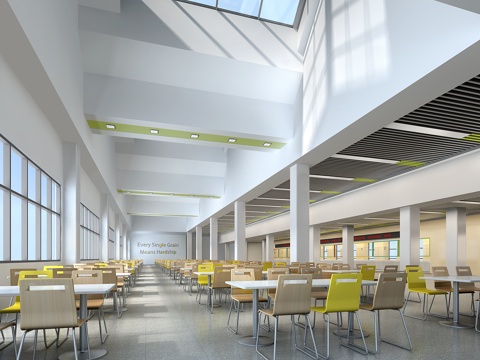  学校食堂 公司食堂3d模型 