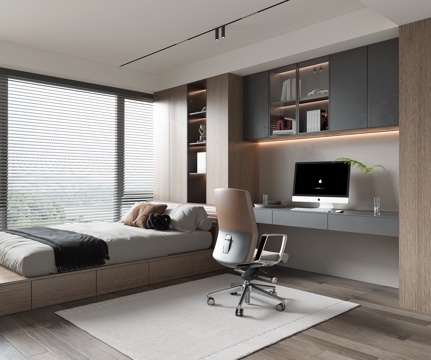  现代榻榻米卧室3d模型 