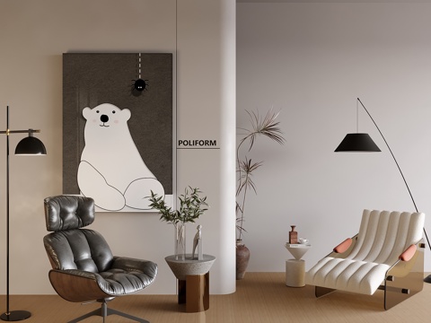 贵妃椅白色贵妃椅组合贵妃椅云朵沙发极简沙发现代沙发皮质贵妃椅su模型