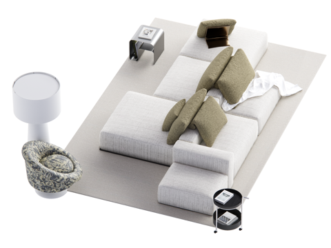 现代多人沙发 组合沙发su模型