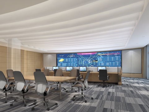  指挥中心 监控中心 监控室3d模型 