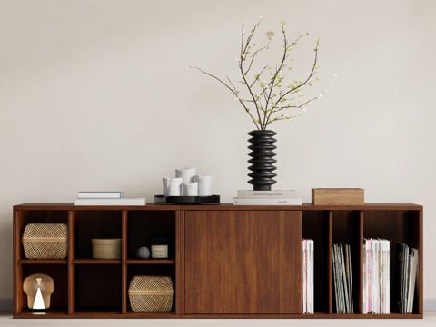 侘寂中古风储物柜 装饰柜 边柜su模型