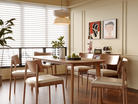  现代餐厅 餐桌椅 餐边柜 餐椅 餐桌3d模型 