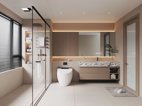  现代卫生间3d模型 