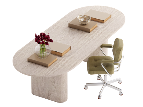 复古中古风书桌椅组合su模型