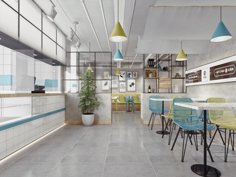  现代快餐店饮品店3d模型 