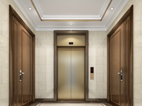  住宅电梯厅 标准层电梯厅3d模型 
