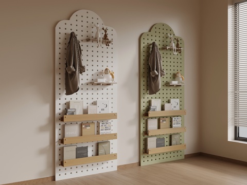 现代洞洞板 挂衣板 置物架su模型