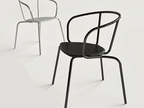 现代简约休闲椅 户外椅 铁艺单椅 餐椅su模型