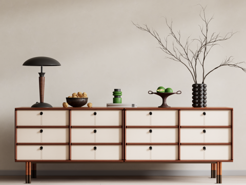 中古复古风吊柜 储物柜 装饰柜 边柜su模型