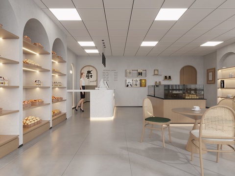  现代 甜品店3d模型 