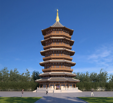 中式古建筑 佛塔 木塔su模型