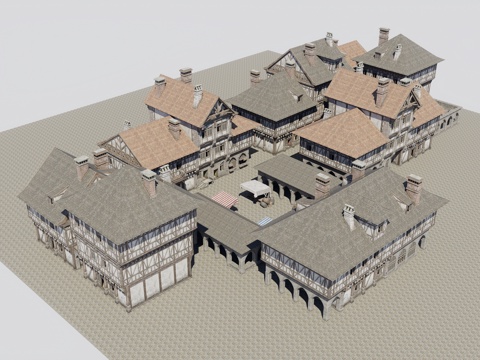  中世纪街道3d模型 