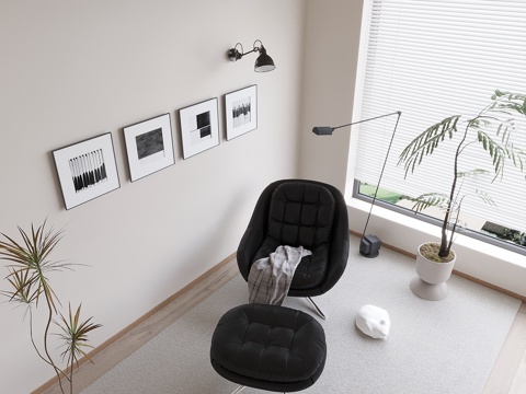 贵妃椅白色贵妃椅组合贵妃椅云朵沙发极简沙发现代沙发皮质贵妃椅su模型