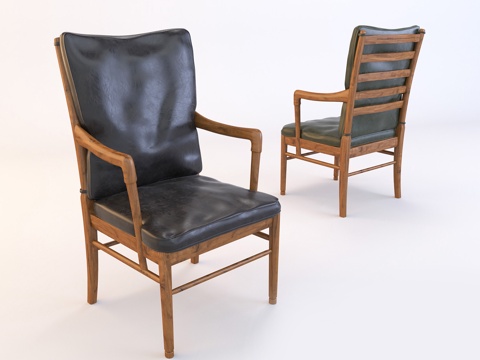  北欧户外椅  皮椅 书椅 扶手椅su模型 