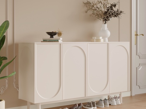 法式奶油风玄关柜 端景柜su模型