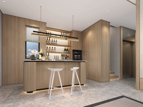  新中式影音室休闲区沙发组合3d模型 