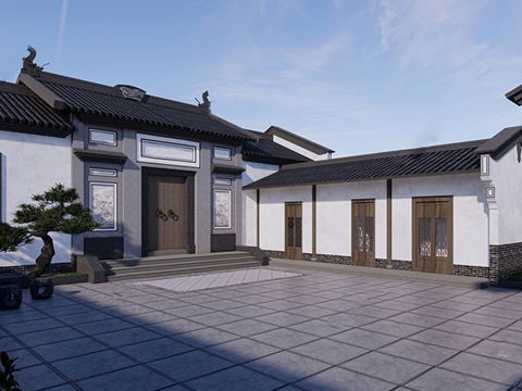 中式古建筑 祠堂 宗祠 园林 苏式建筑su模型