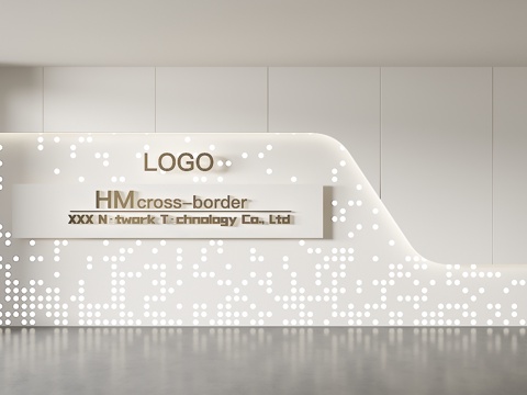 现代背景墙 前台背景墙 公司形象墙 接待背景墙 科技背景墙su模型