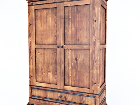 北欧储物柜  衣柜 旧木柜 边柜su模型