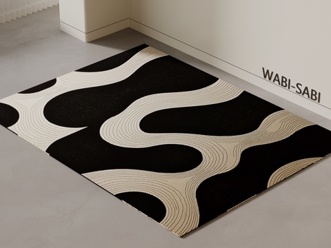 现代方形地毯 抽象地毯su模型