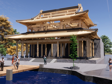 中式古建筑 阁楼结构剖析su模型