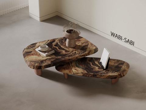 中古风茶几 边几组合su模型