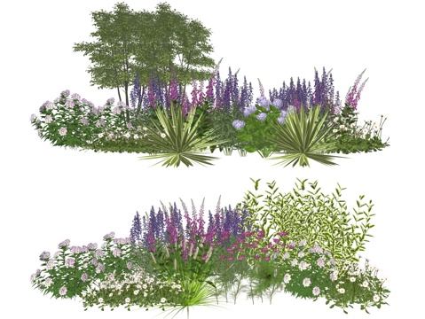 现代庭院小院植物堆植物景观组合su模型