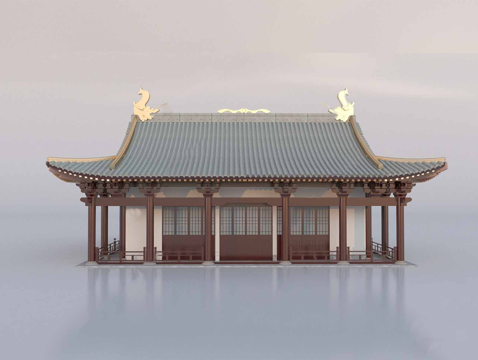 中式古建寺庙  古建筑su模型