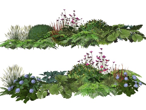 现代庭院小院植物堆植物景观组合su模型