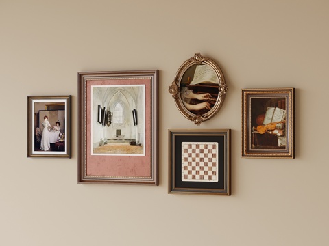 美式挂画 床头挂画 客厅挂画 装饰画su模型