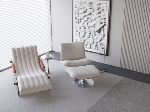 贵妃椅白色贵妃椅组合贵妃椅云朵沙发极简沙发现代沙发皮质贵妃椅su模型