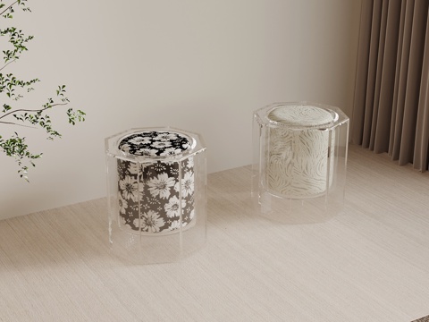 法式复古风凳子 玻璃凳su模型