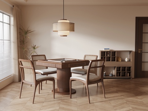 新中式棋牌室 麻将桌su模型