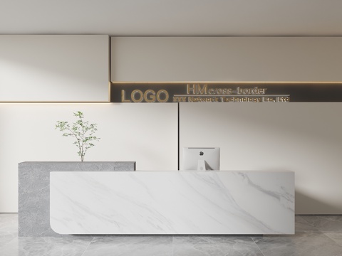 现代背景墙 前台背景墙 公司形象墙 接待背景墙 科技背景墙su模型