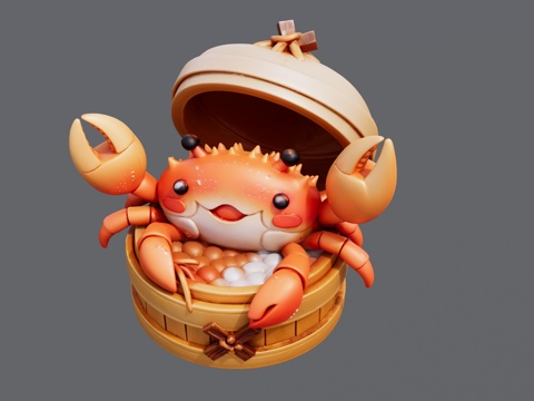 蒸笼里的大闸蟹su模型