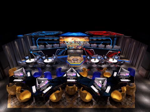  新古典现代风格的网咖3d模型 