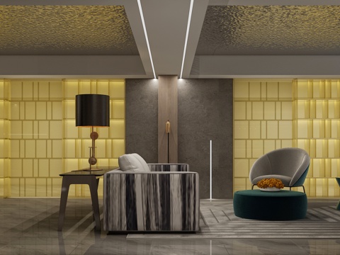  现代风格地下室 水吧台 意大利沙发 吧椅 亚克力造型 毛3d模型 