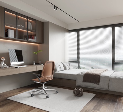  现代榻榻米卧室3d模型 