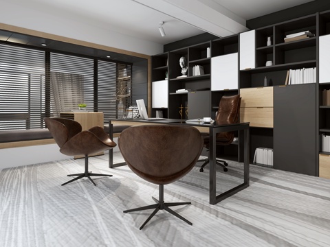  现代LOFT工业风经理办公室3d模型 